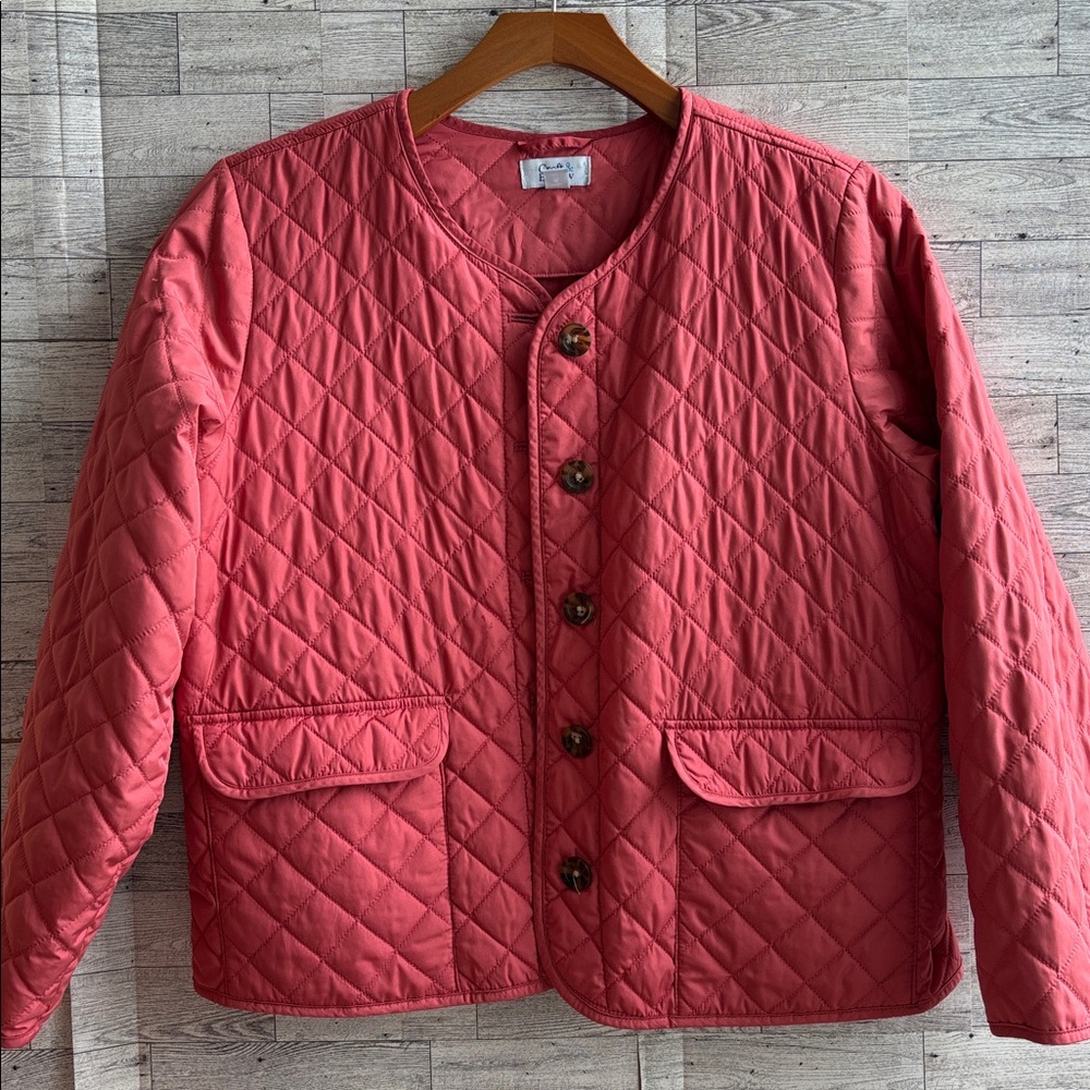 Womens Quilted Jacket Size large Petite Pink Barn y2k Outdoors - Picture 1 of 8